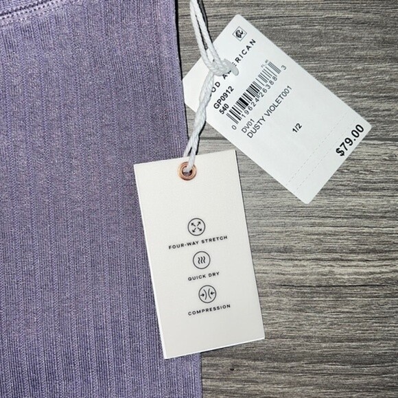 GOOD AMERICAN Seamless Legging Small/Medium Pastel Purple Ribbed Activewear NWT - Picture 3 of 12